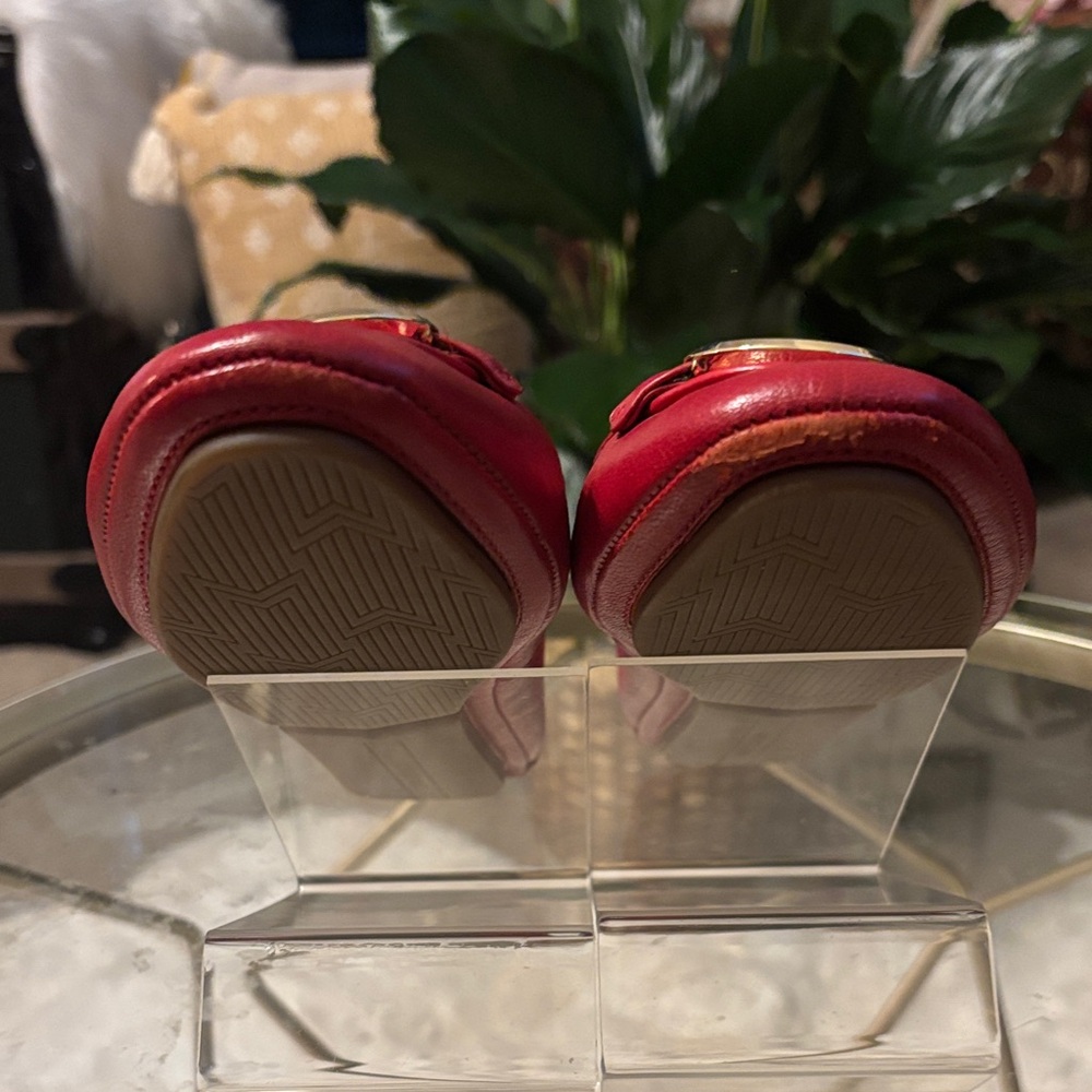 Michael Kors Red Leather Loafers with Gold Logo - Picture 9 of 9